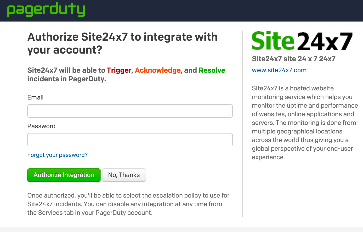 Site24x7 Integration Guide PagerDuty