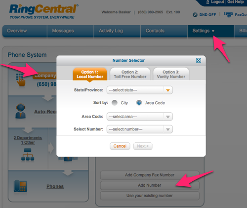 RingCentral - New Phone Number