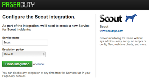 Configure Scout Service in PagerDuty