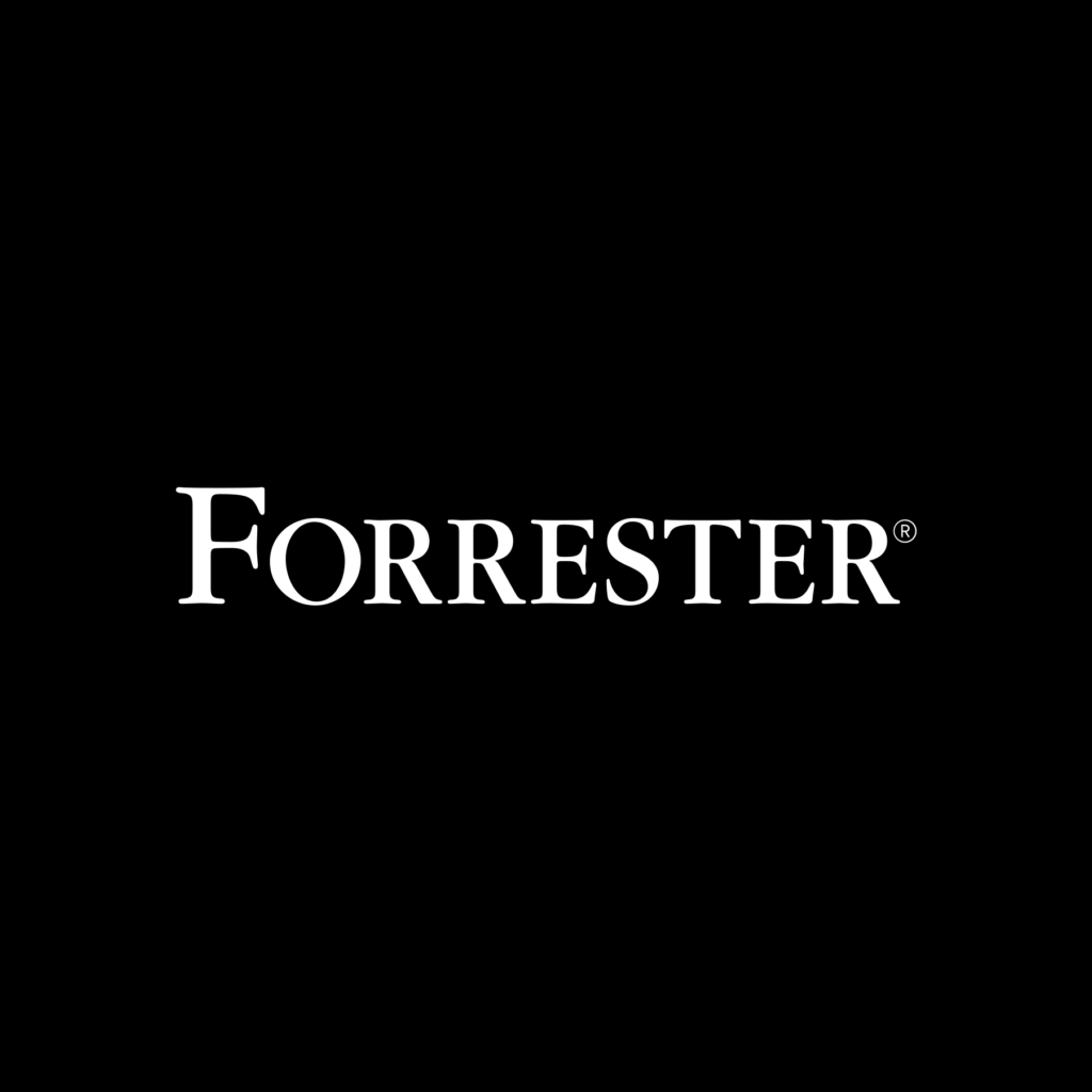 "Forrester" text in white on black background