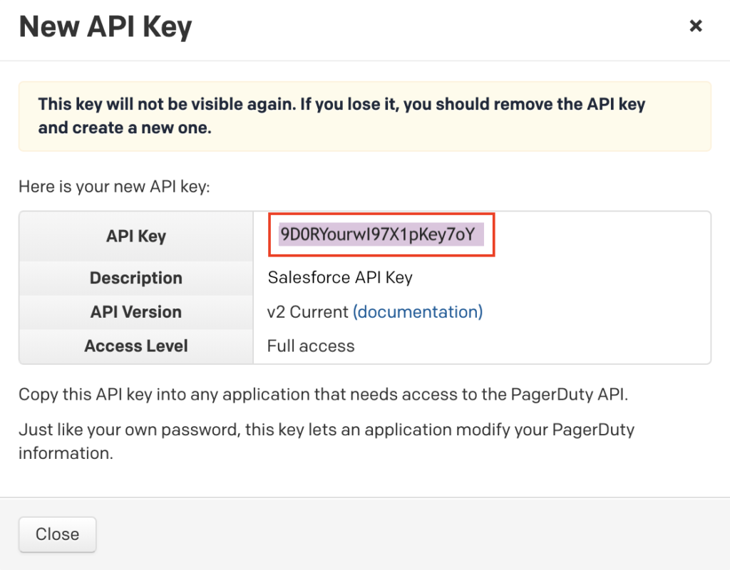 PagerDuty New API Key