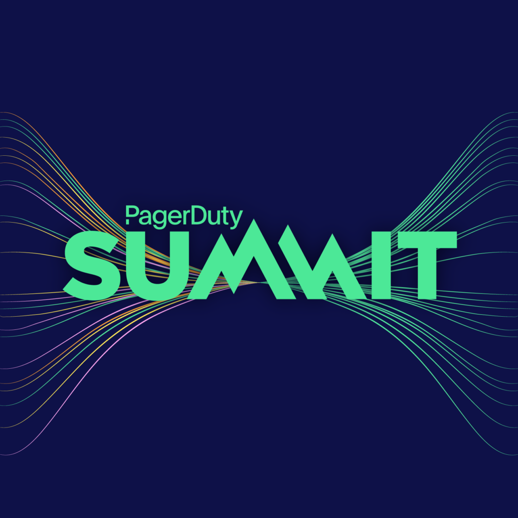 PagerDuty Summit event logo in green on blue background