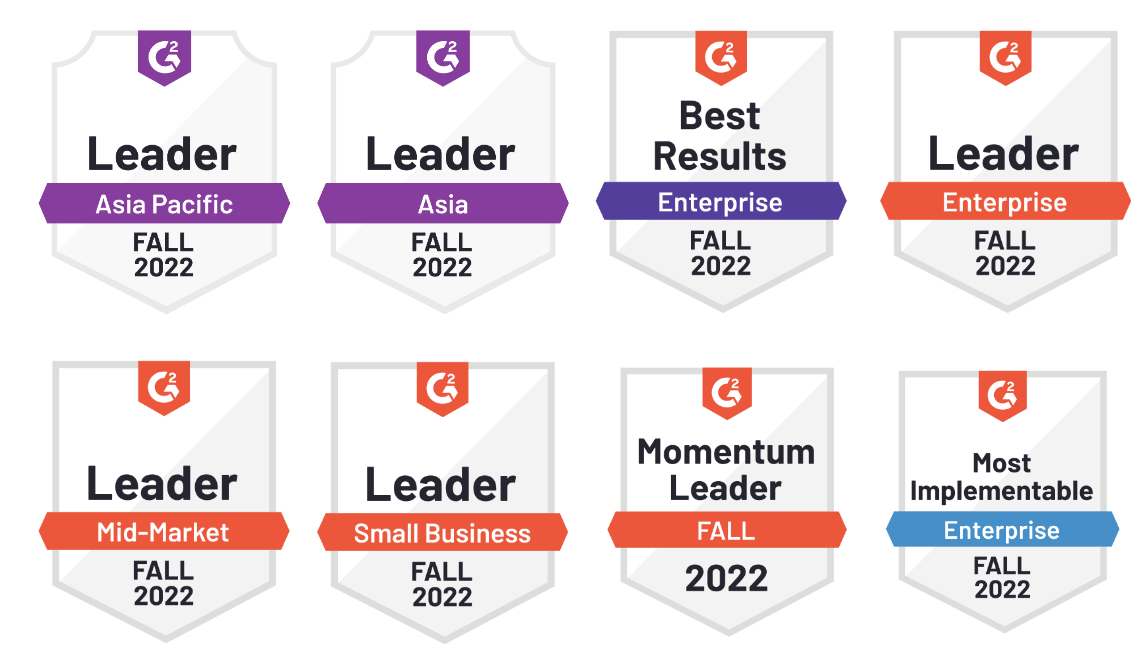 Group of G2 Fall 2022 badges