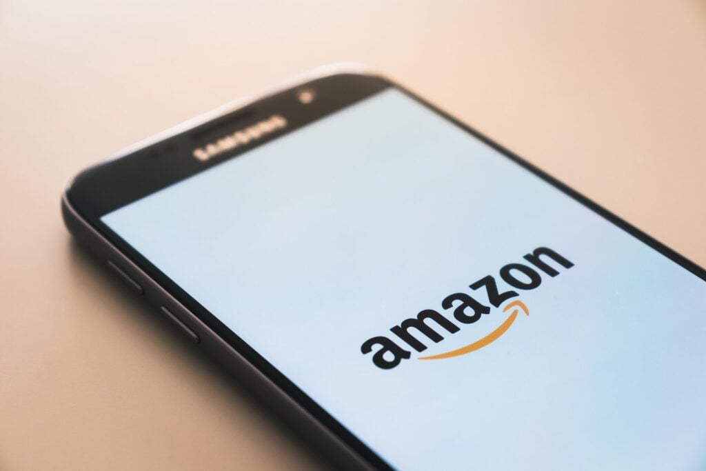 Mobile screen displaying Amazon logo