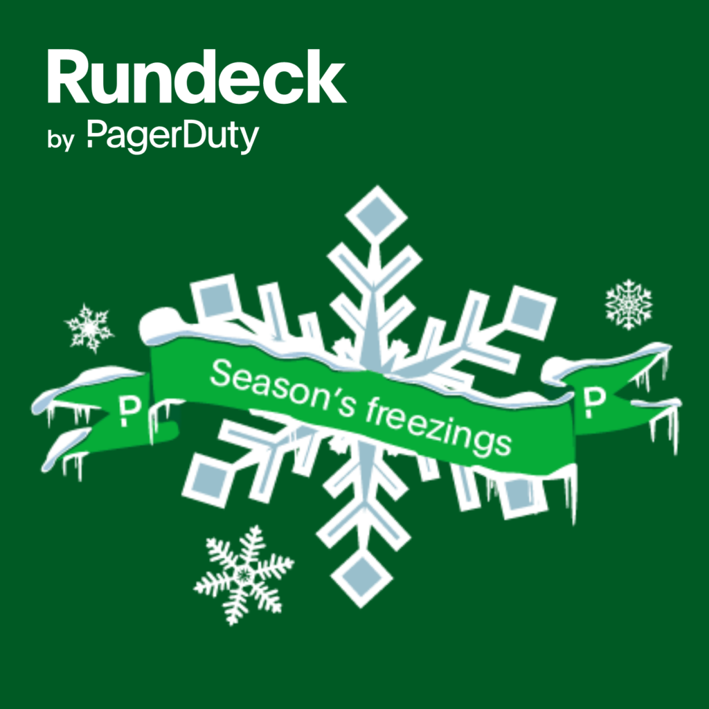 Image of snowflake on green background with text "Seasons Freezings"