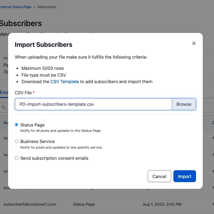 Import-Subscribers