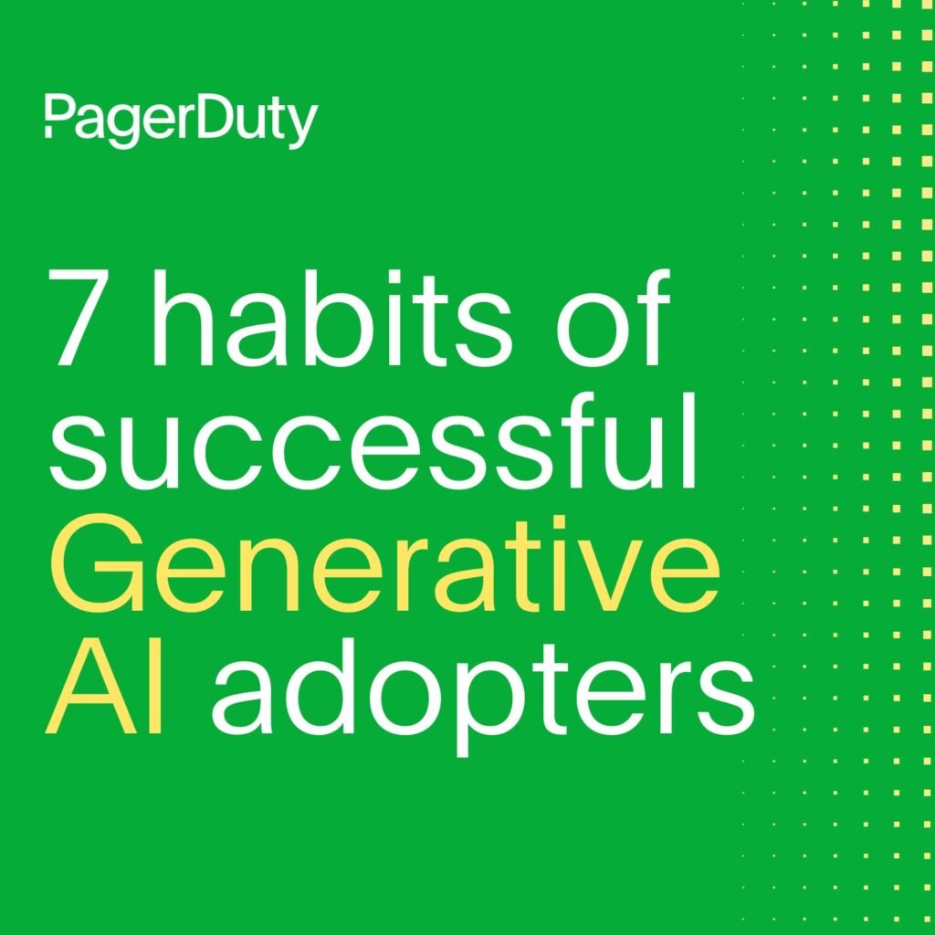 Title of blog (7 habits of successful Generative AI adopters) on green background.