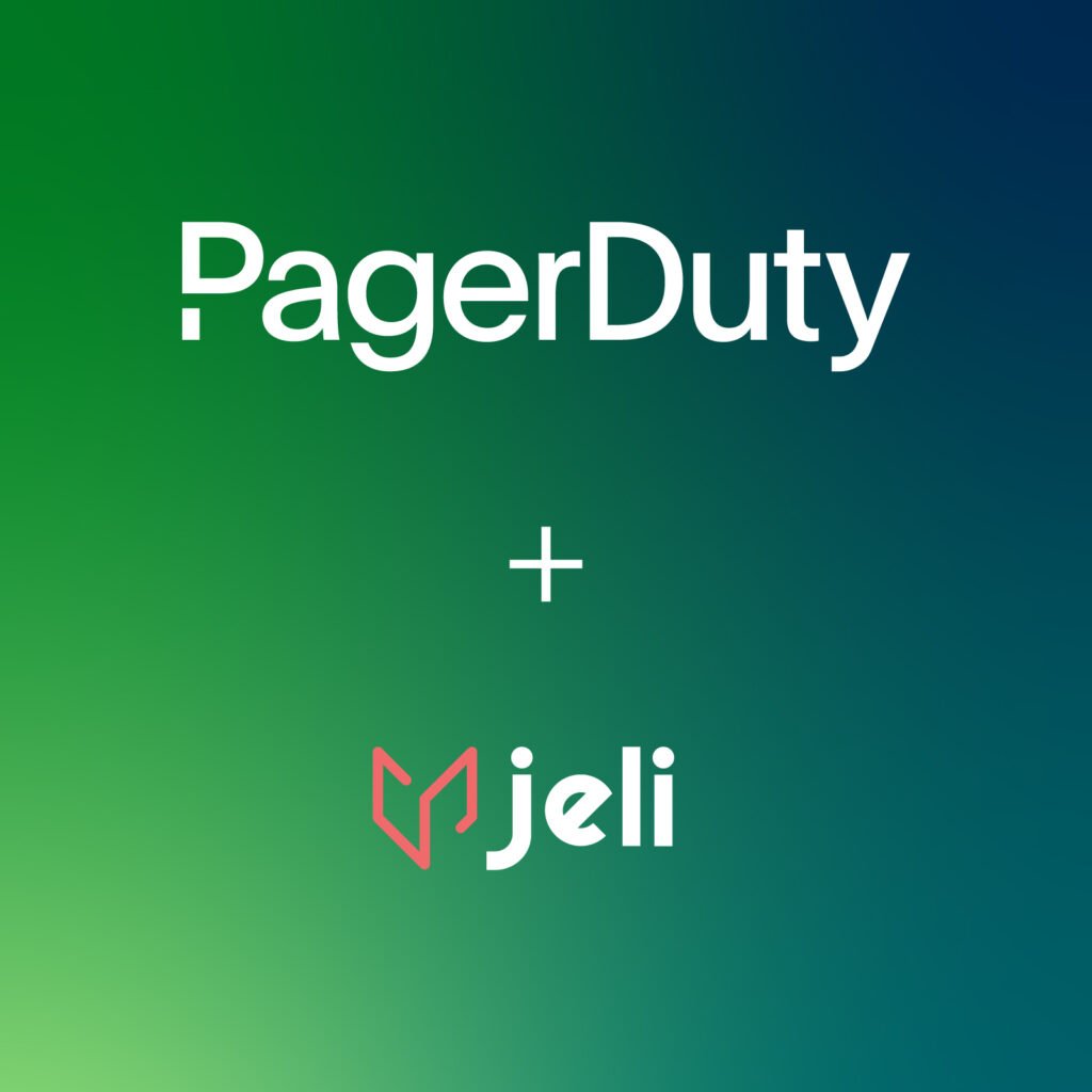 PagerDuty and Jeli logos in white on green background.